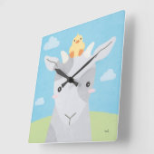 Barn Buddies - Ziege und Kick Quadratische Wanduhr (Winkel)
