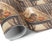 Barn Cat In a Thanksgiving Cornucopia Geschenkpapier (Rolleneckpunkt)