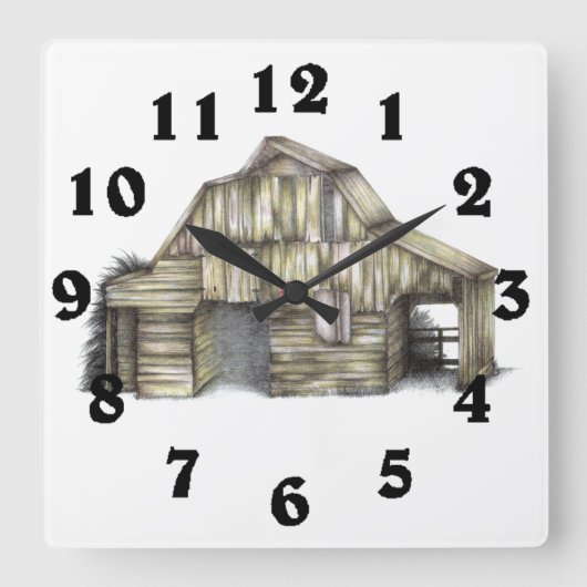 Barn Clock Quadratische Wanduhr (Vorderseite)