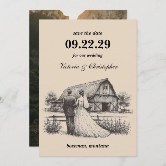 Barn Couple Save the Date (Vorne/Hinten)