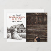 Barn Couple Save the Date Einladung (Vorne/Hinten)