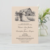 Barn Couple Wedding Einladung (Stehend Vorderseite)