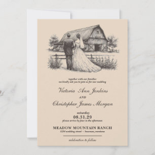 Barn Couple Wedding Einladung