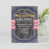 Barn Dance Denim Wood Rustikale Einladung (Stehend Vorderseite)
