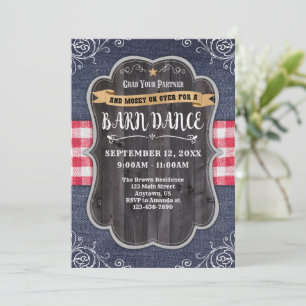 Barn Dance Denim Wood Rustikale Einladung