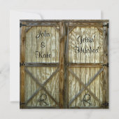 Barn Door Cowboy Western Wedding Einladung (Vorderseite)