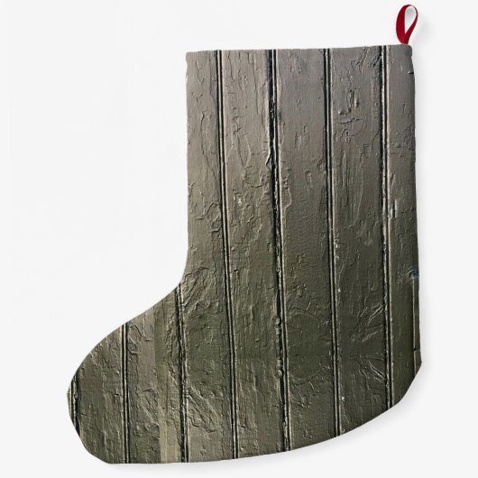 Barn Door Merry Christmas Holly Rustic Black Großer Weihnachtsstrumpf (Rückseite)