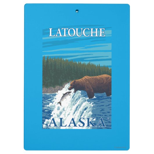 Bärn-Fischen im Fluss- Latouche, Alaska Klemmbrett (Rückseite)