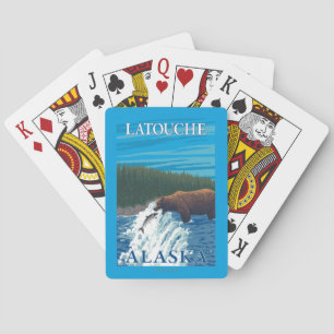 Bärn-Fischen im Fluss- Latouche, Alaska Spielkarten