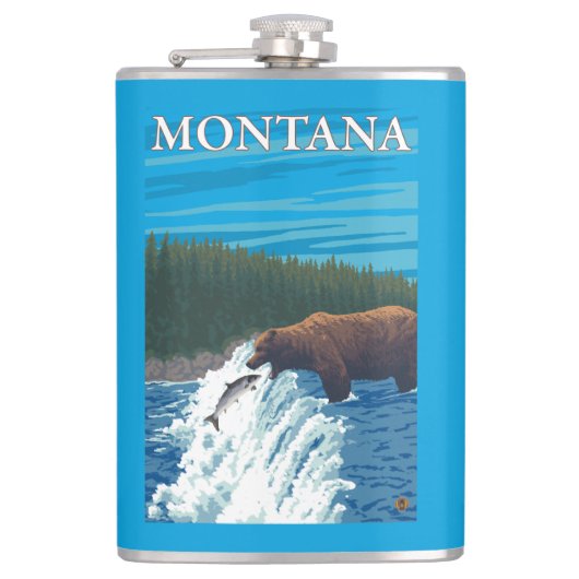 Bärn-Fischen im Fluss- Montana Flachmann (Vorderseite)