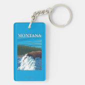 Bärn-Fischen im Fluss- Montana Schlüsselanhänger (Rückseite)