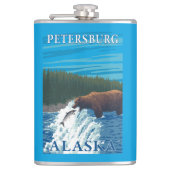 Bärn-Fischen im Fluss- Petersburg, Alaska Flachmann (Vorderseite)