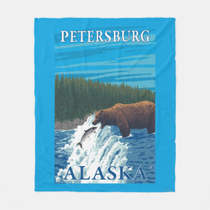 Bärn-Fischen im Fluss- Petersburg, Alaska Fleecedecke