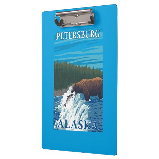 Bärn-Fischen im Fluss- Petersburg, Alaska Klemmbrett (Links)
