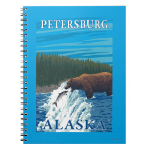 Bärn-Fischen im Fluss- Petersburg, Alaska Notizblock