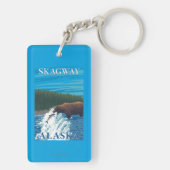 Bärn-Fischen im Fluss- Skagway, Alaska Schlüsselanhänger (Rückseite)