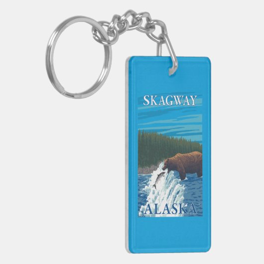 Bärn-Fischen im Fluss- Skagway, Alaska Schlüsselanhänger (Vorderseite links)