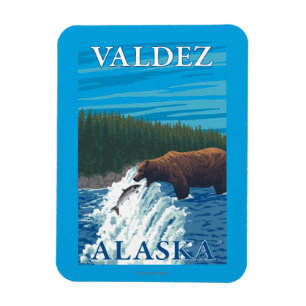 Bärn-Fischen im Fluss- Valdez, Alaska Magnet