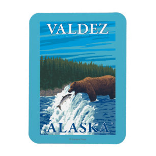 Bärn-Fischen im Fluss- Valdez, Alaska Magnet