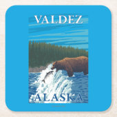 Bärn-Fischen im Fluss- Valdez, Alaska Rechteckiger Pappuntersetzer (Vorderseite)