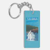 Bärn-Fischen im Fluss- Valdez, Alaska Schlüsselanhänger (Vorderseite links)