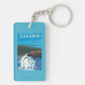 Bärn-Fischen im Fluss- Valdez, Alaska Schlüsselanhänger (Rückseite)