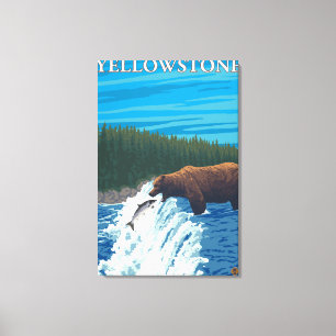 Bärn-Fischen im Fluss- Yellowstone Leinwanddruck