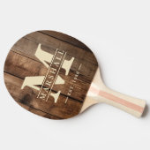 Barn Floor Boards Monogram & Name Overlay Tischtennis Schläger (Seitenansicht)