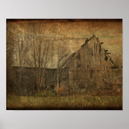Barn Grunge Texture Sepia Vintages Land Rustikal Poster