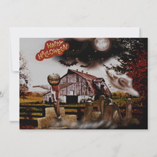 *~* Barn Hay Goblin Spooky Ghost HALLOWEEN CARD (Vorderseite)