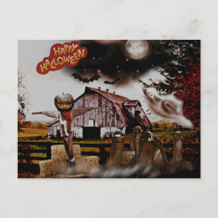 *~* Barn Hay Goblin Spooky Ghost HALLOWEEN Einziga Postkarte
