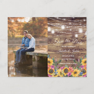 Barn Holz Lichterkette Foto Save The Date Postkarte