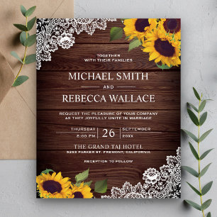 Barn Holz Spitze Sonnenblume Budget Hochzeitseinla