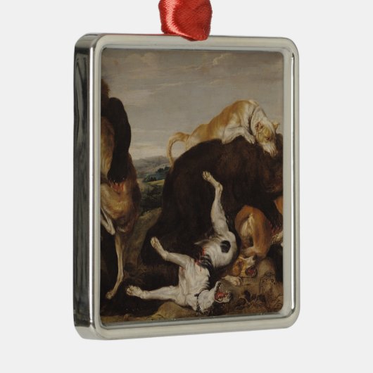 Bärn-Jagd oder, Kampf zwischen Hunden und Bären Silbernes Ornament (Rechts)