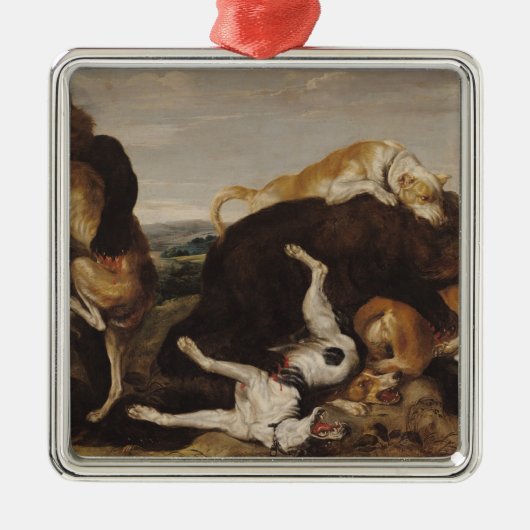 Bärn-Jagd oder, Kampf zwischen Hunden und Bären Silbernes Ornament (Vorne)