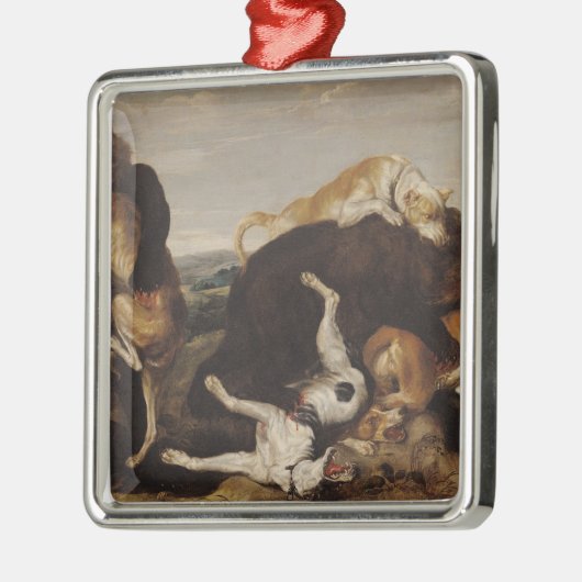 Bärn-Jagd oder, Kampf zwischen Hunden und Bären Silbernes Ornament (Links)