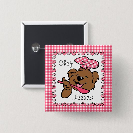 Bärn-kleiner Kochs-kundenspezifischer Knopf (Squ) Button (Vorne & Hinten)