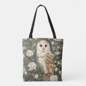 Barn Owl And White Roses William Morris Inspired Tasche (Rückseite)