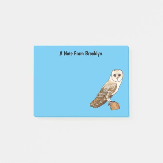 Barn owl bird cartoon illustration post-it klebezettel (Vorderseite)