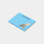Barn owl bird cartoon illustration post-it klebezettel (angewinkelt)