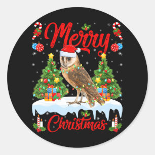 Barn Owl Bird Lights Weihnachtsbaum Runder Aufkleber