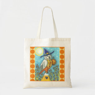 BARN OWL, HALLOWEEN FOLK ART BIRD, BUDGET TOTE BAG TRAGETASCHE