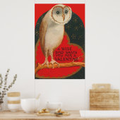 Barn Owl Herz Tree Stars Valentine Poster (Küche)