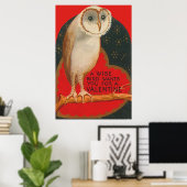 Barn Owl Herz Tree Stars Valentine Poster (Heimbüro)