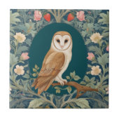 Barn Owl im Oval William Morris Stil Direkt gegenü Fliese (Vorderseite)