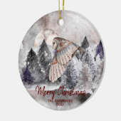 Barn Owl Moon Wasserfarbenwald Weihnachtsschmuck (Links)