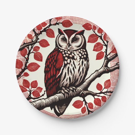 Barn Owl Nature Lovers Owls Tree Earth Day Pappteller (Vorderseite)
