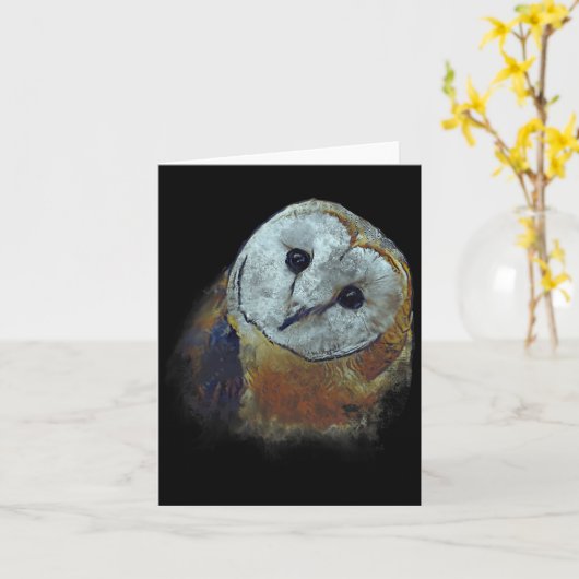 Barn Owl Painting Owl Art Karte (Gelbe Blume)