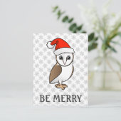 Barn Owl Santa Feiertagspostkarte (Stehend Vorderseite)