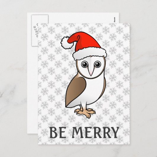 Barn Owl Santa Feiertagspostkarte (Vorne/Hinten)
